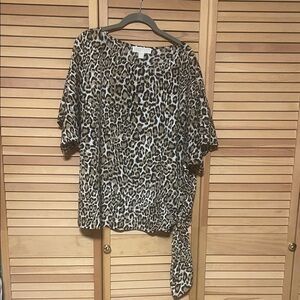 Michael Kors Leopard Print Blouse - Brown and Black